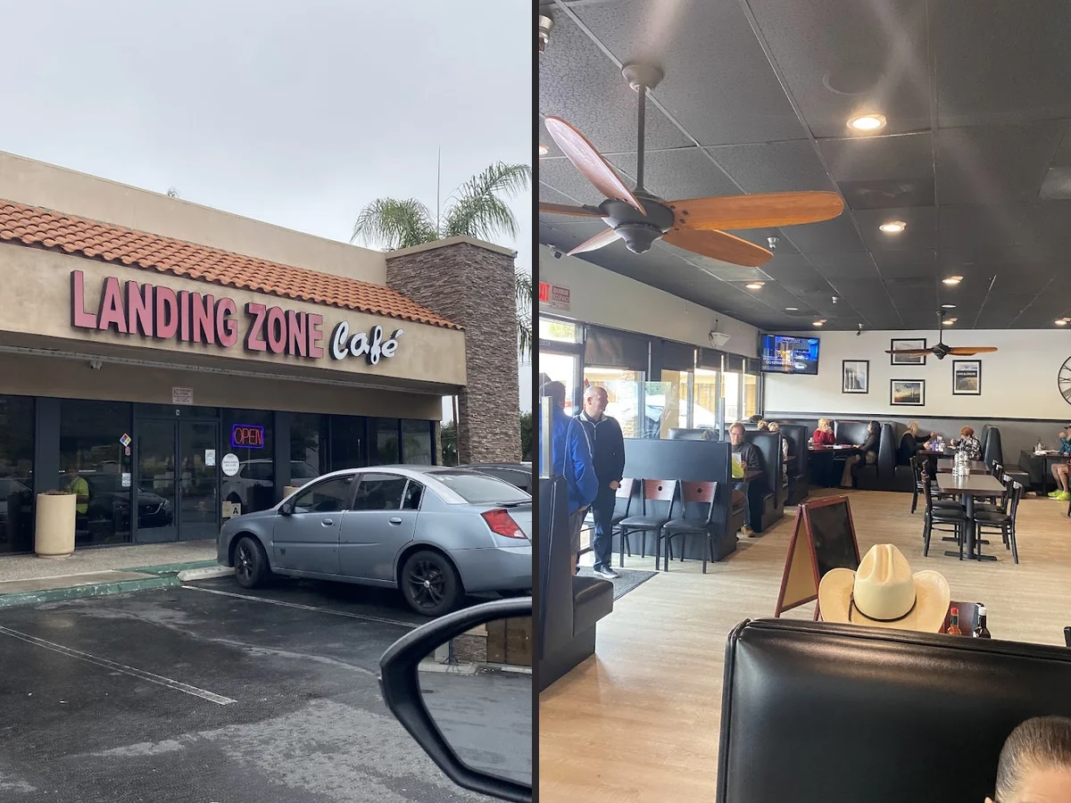 Cozy diner tables with breakfast plates.