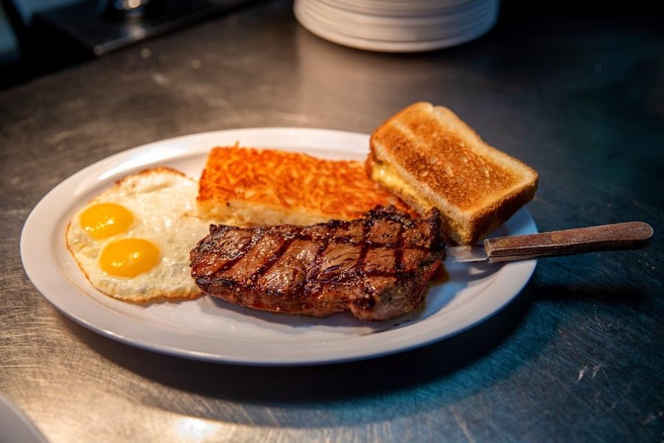 Menu layout with sections for hearty plates.