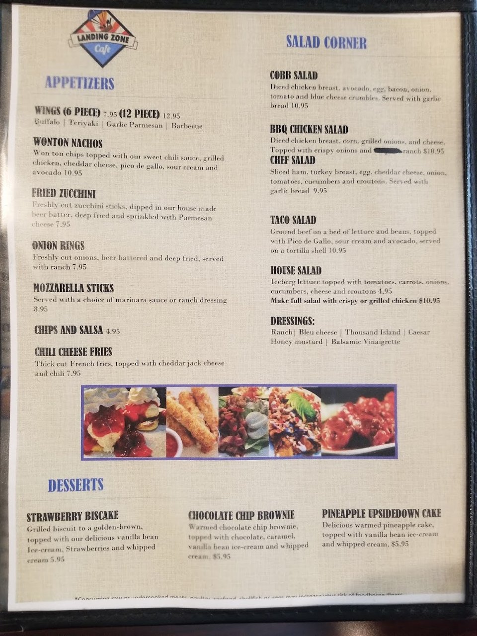 Breakfast menu page with classic morning dishes.